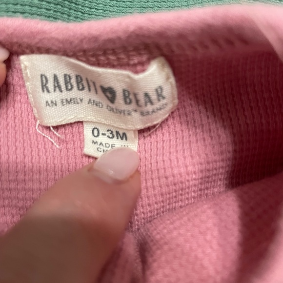 Rabbit Bear 0-3 month ruffle footie pajama bundle - Picture 3 of 5